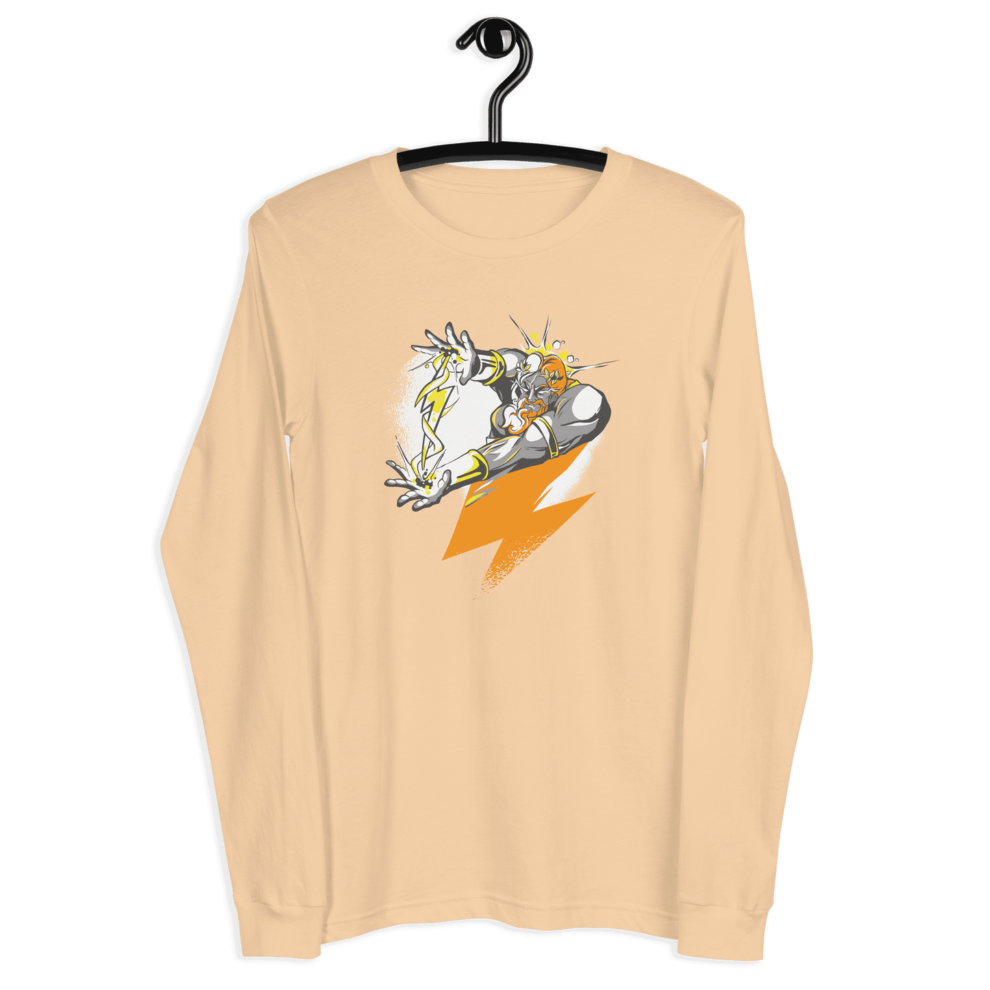 Front view of a sand dune colored bitcoin long sleeve tee.