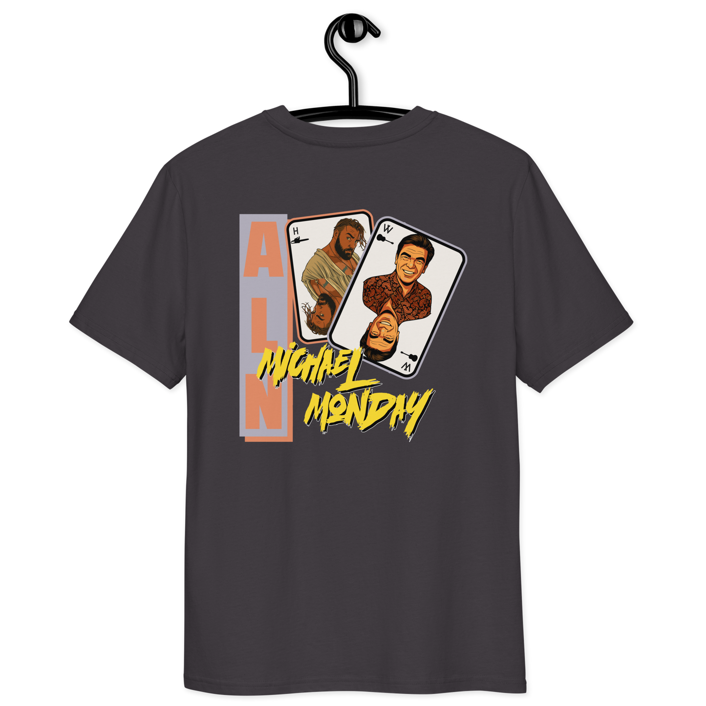 Back view of an athracite aln t-shirt.