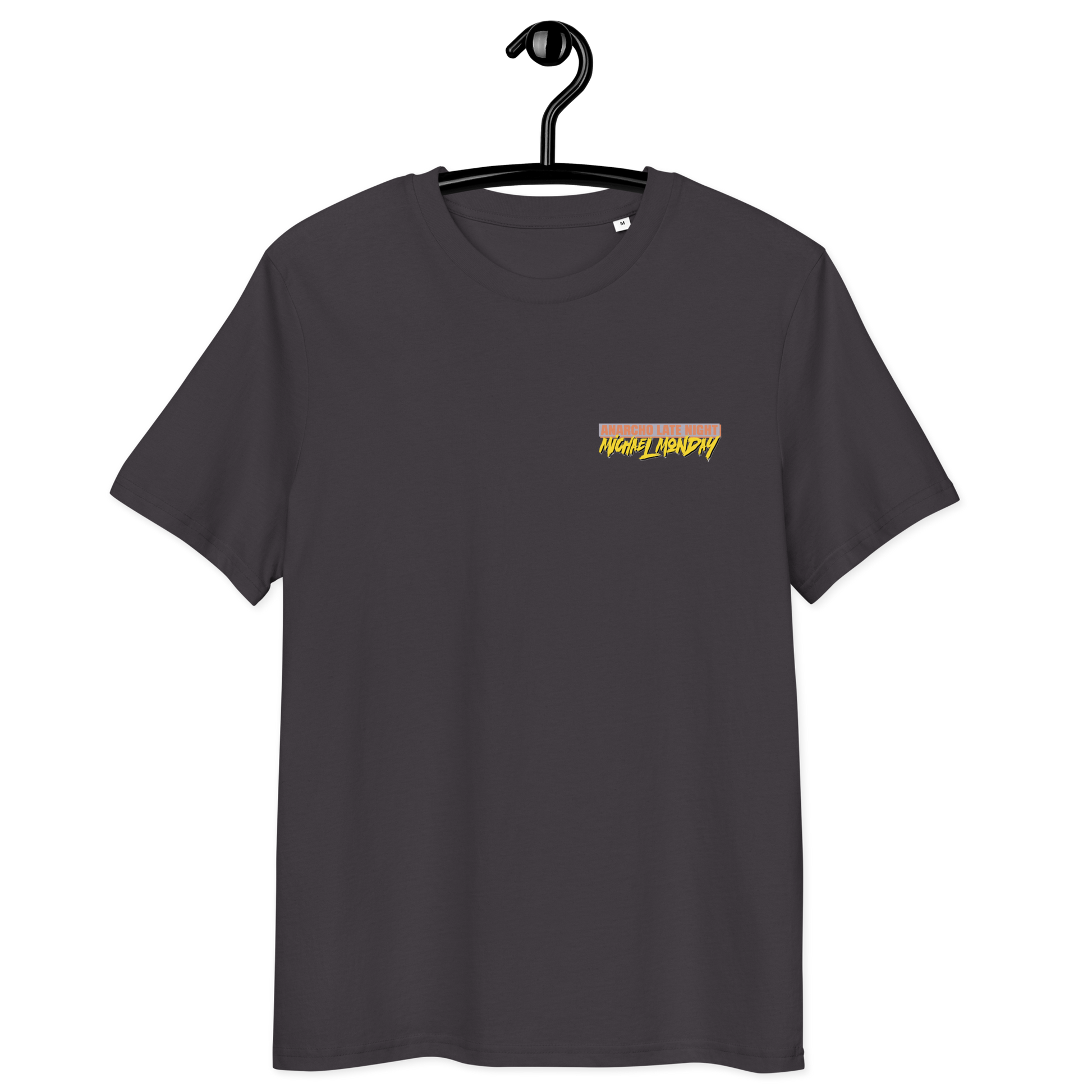 Front view of an athracite aln t-shirt.