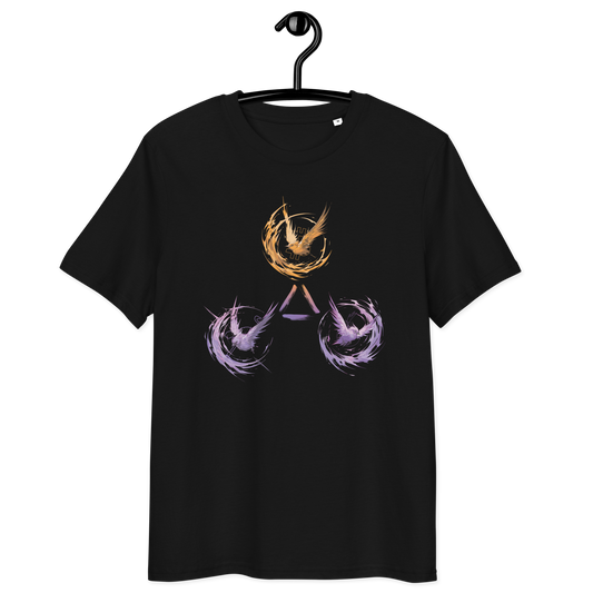 Front view of a black bitcoin t-shirt.