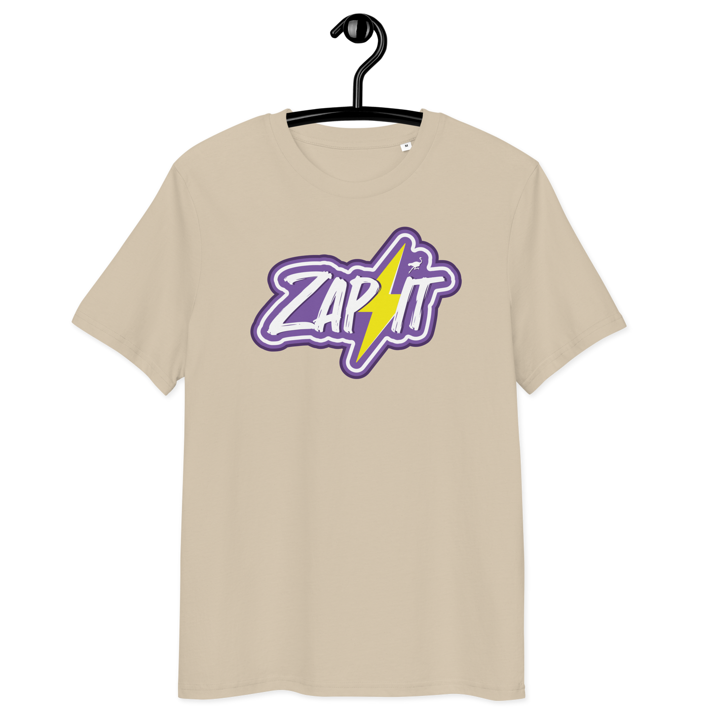 Front view of a dersert dust colored bitcoin t-shirt.