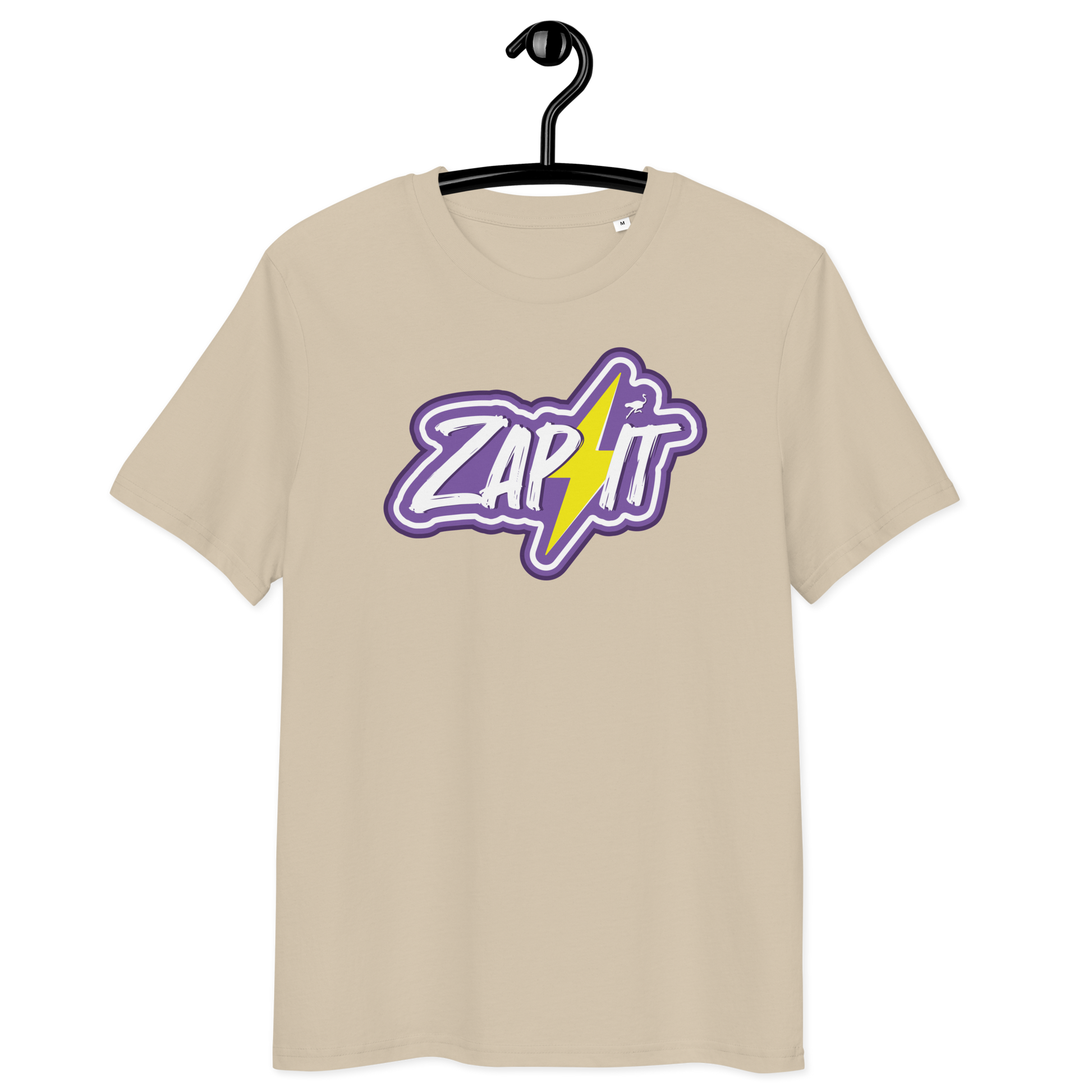 Front view of a dersert dust colored bitcoin t-shirt.