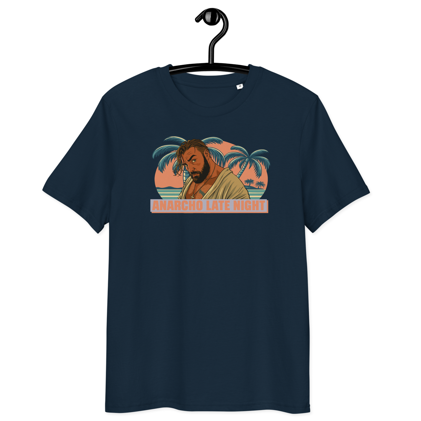 Front view of a navy colored aln t-shirt.