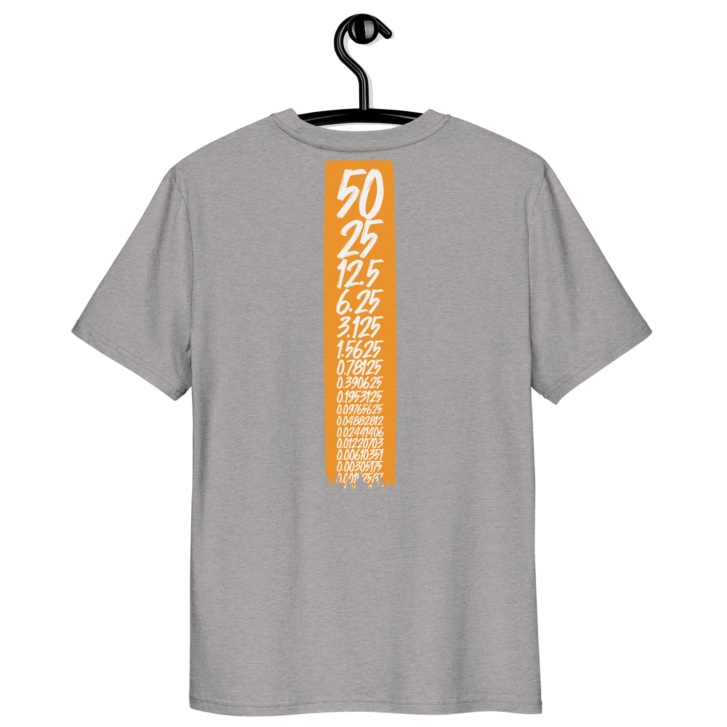 Bitcoin Halving organic cotton t-shirt with certification logos for sustainable fashion