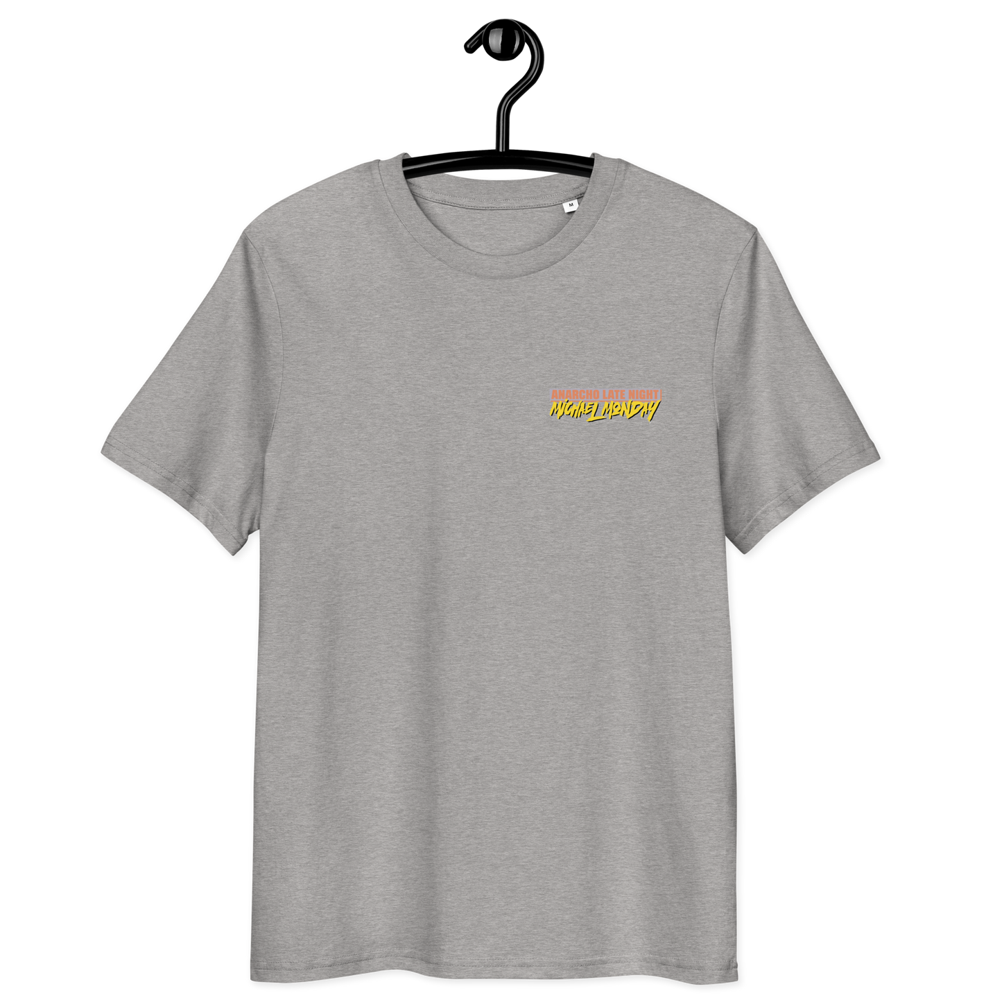 Front view of a heather grey aln t-shirt.