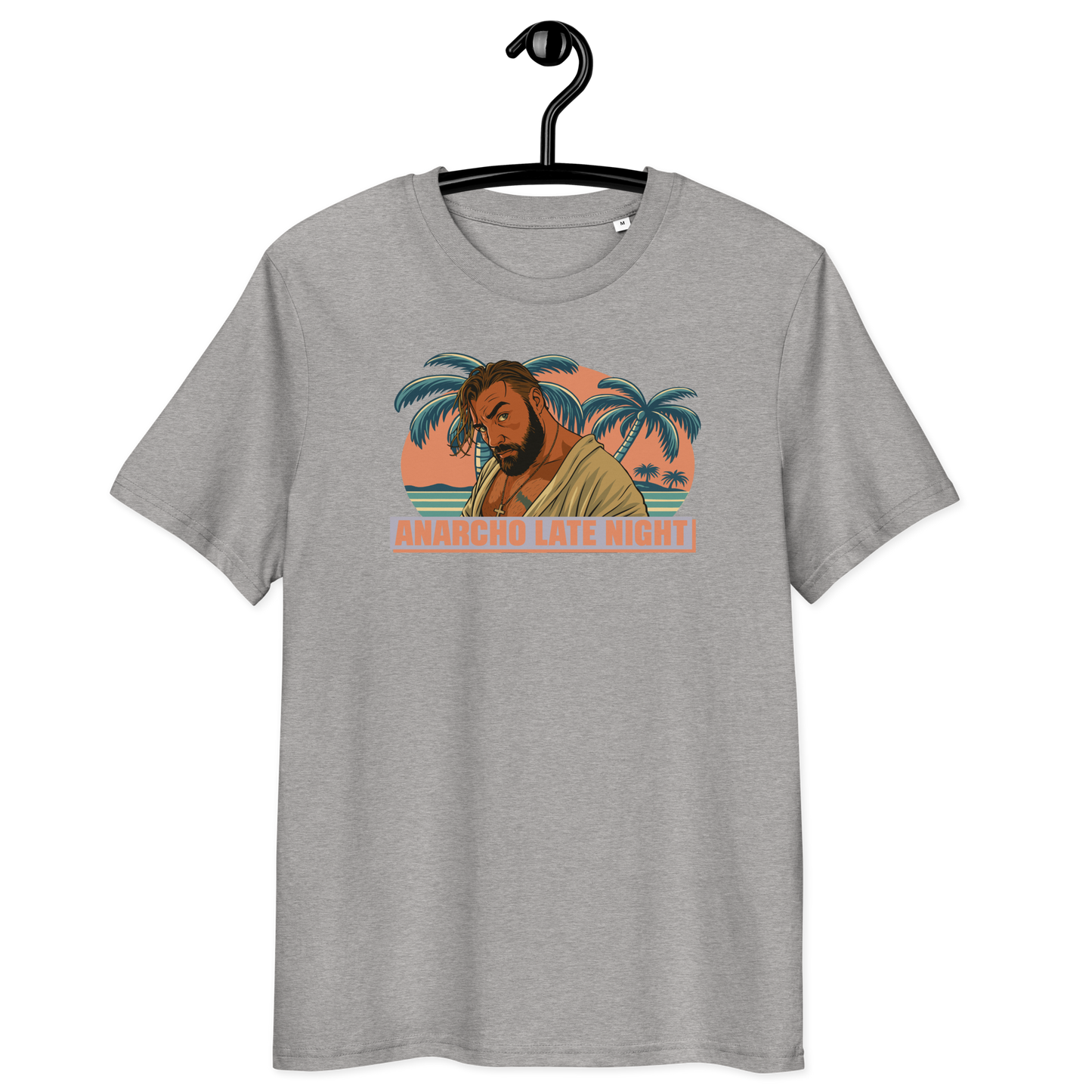 Front view of a heather grey aln t-shirt.
