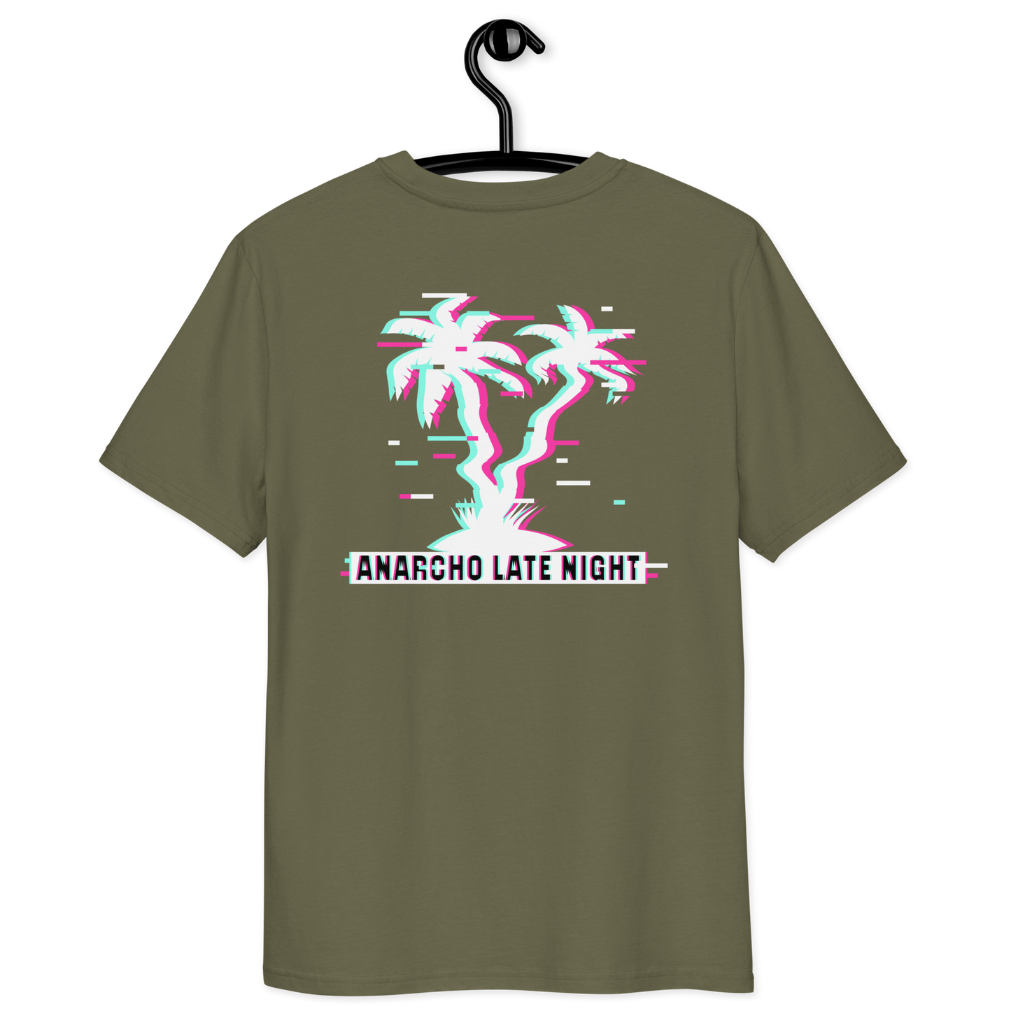 Back view of a khaki aln t-shirt.