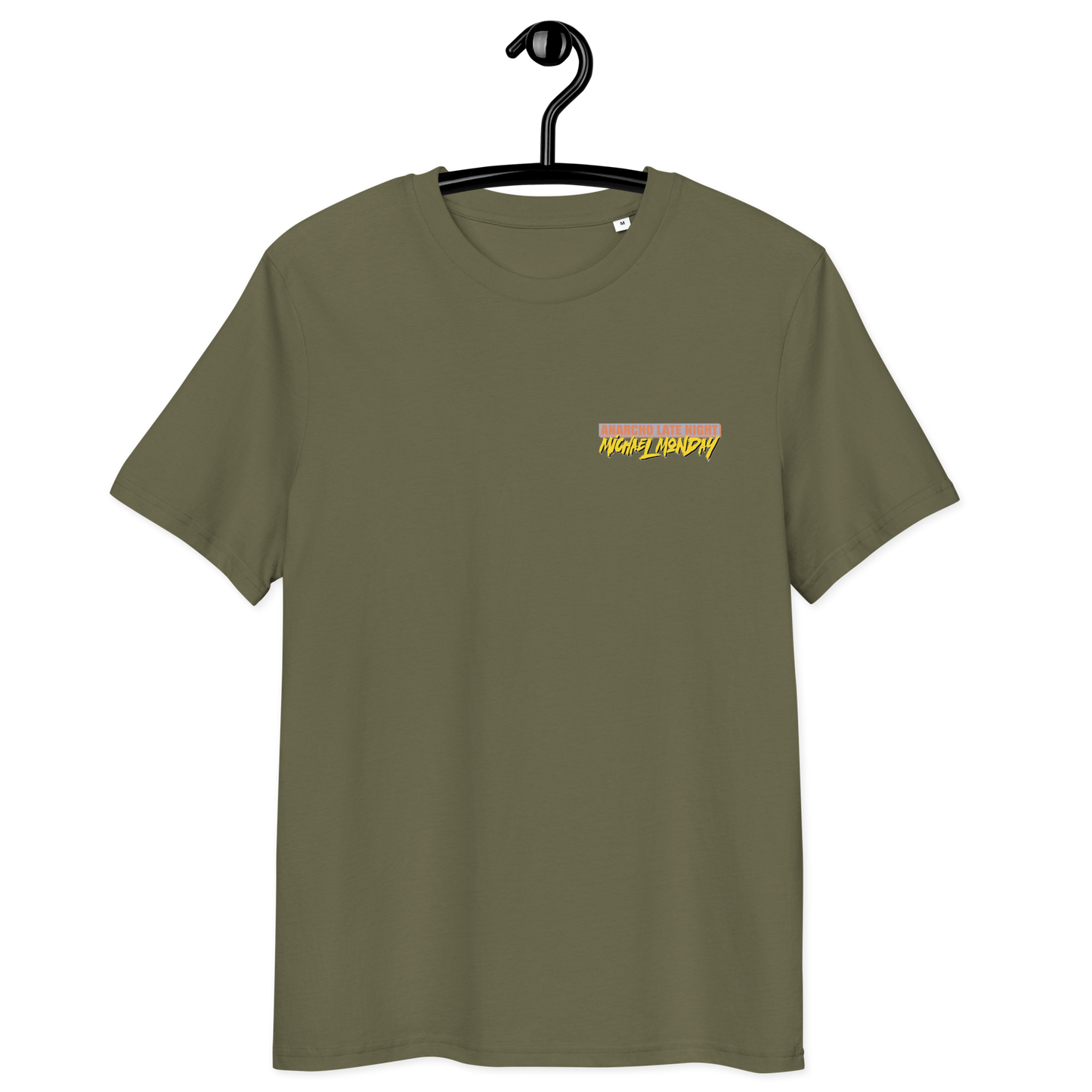 Front view of a khaki aln t-shirt.