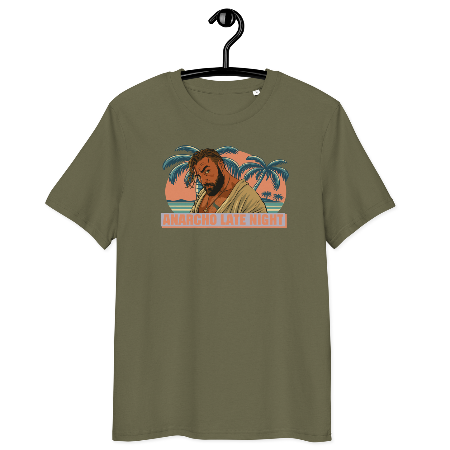 Front view of a khaki aln t-shirt.