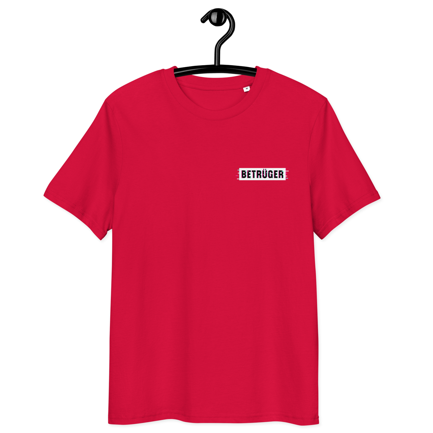 Front view of a red aln t-shirt.