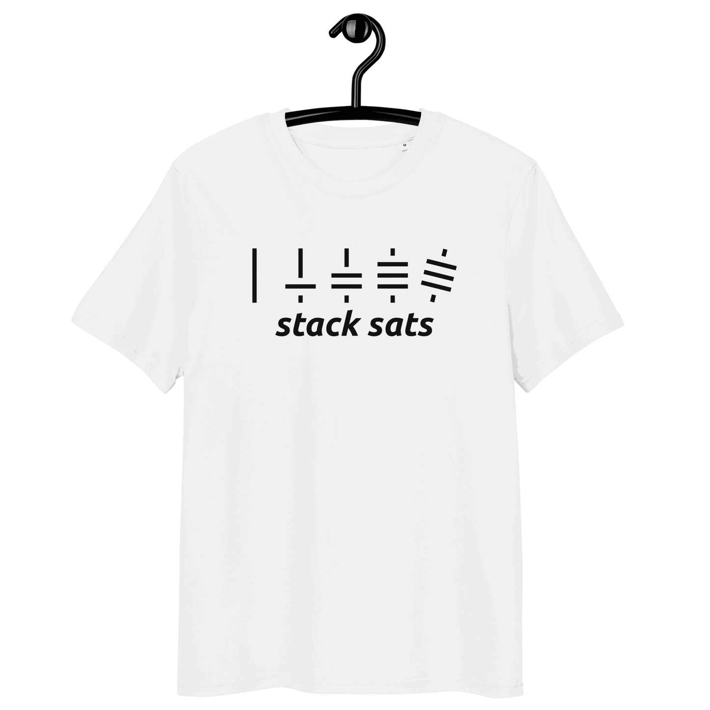 Certifications for organic cotton Stack Sats Bitcoin T-shirt including OEKO-TEX, PETA, GOTS, OCS, and GRS logos