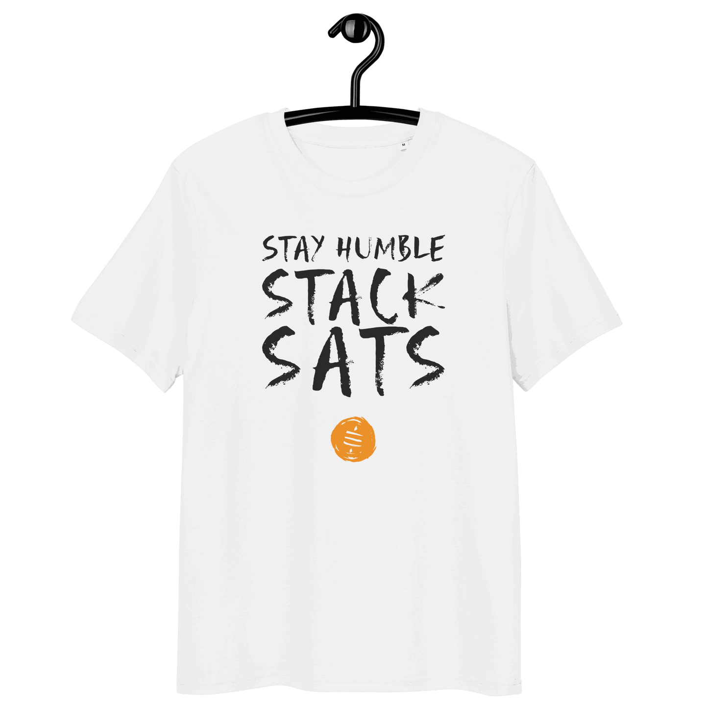 Stay Humble Stack Sats organic cotton Bitcoin t-shirt with eco-friendly certifications