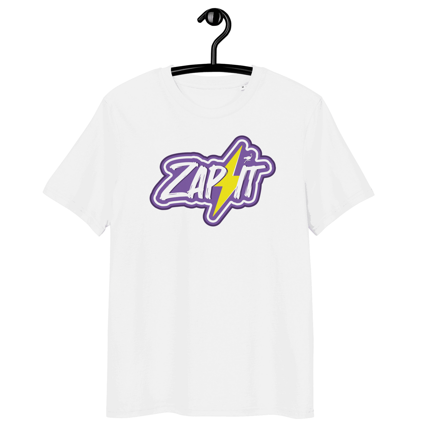 Front view of a white bitcoin t-shirt.