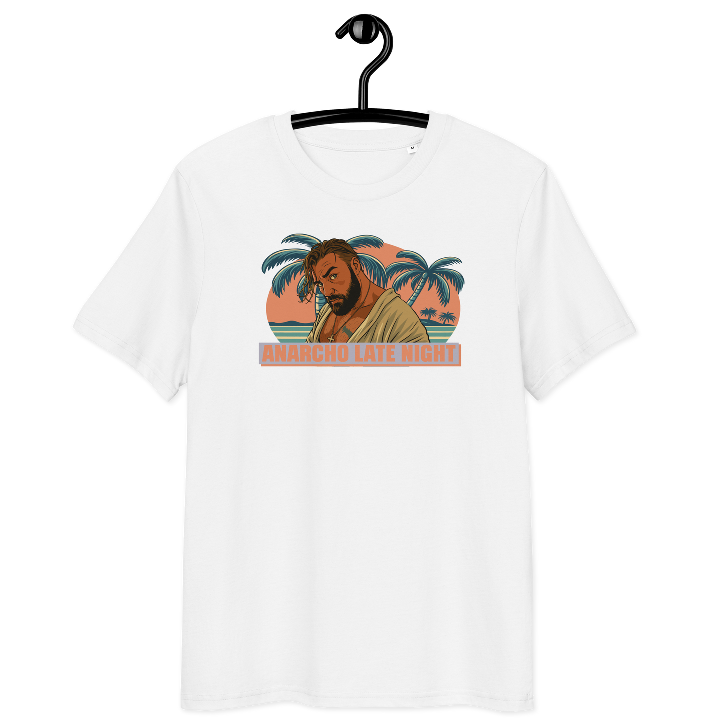 Front view of a white aln t-shirt.