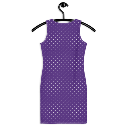 Back view of a purple nostr bodycon dress.