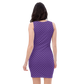 Back view of a woman wearing a purple nostr bodycon dress.