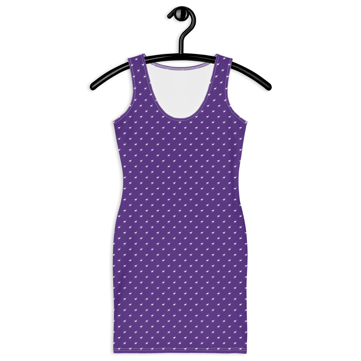 Front view of a purple nostr bodycon dress.