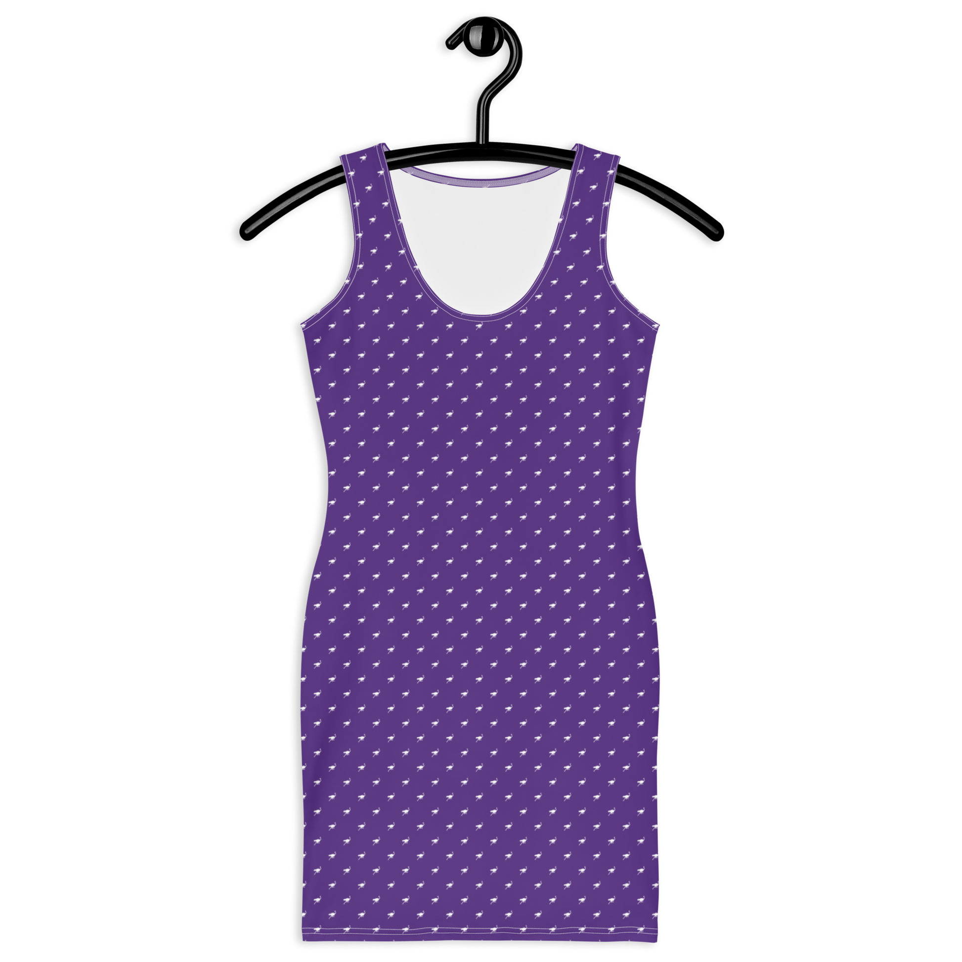 Front view of a purple nostr bodycon dress.