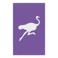 Nostr flag featuring a polyester Nostrich mascot design with iron grommets and OEKO-TEX certification