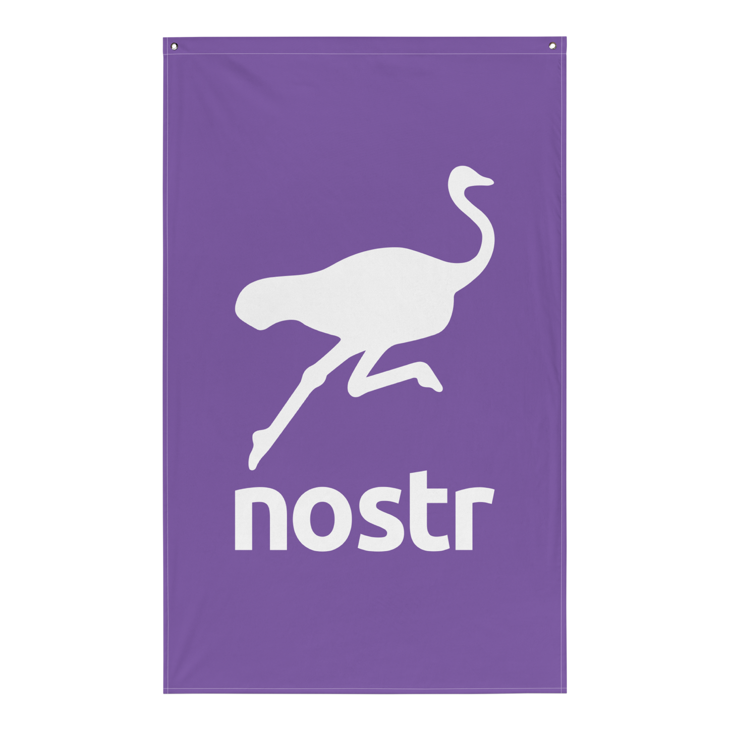 Front view of a purple nostr Flag.