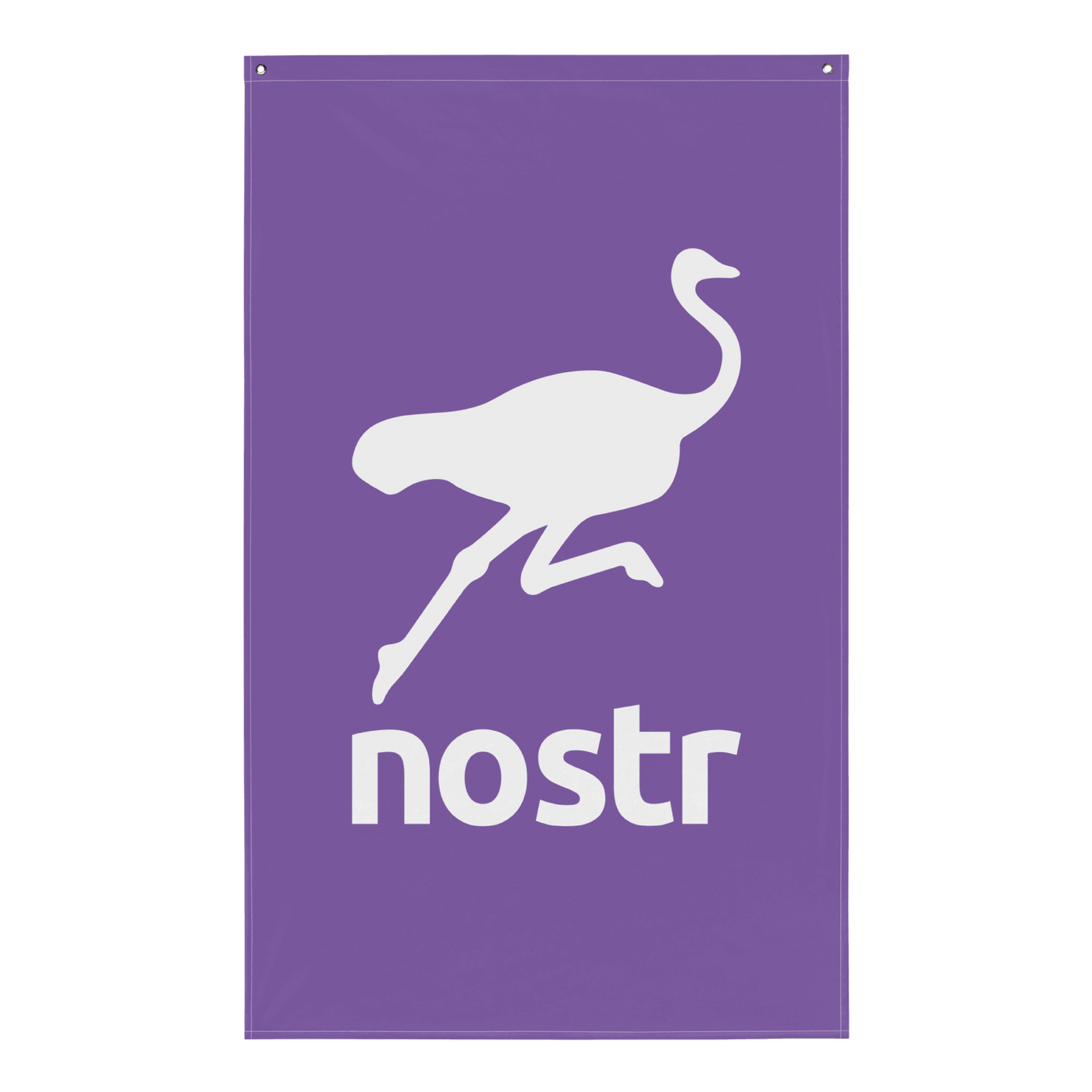 Nostr flag made of 100% polyester with iron grommets for censorship-free communication and bitcoin awareness