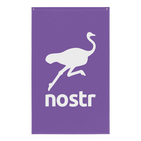 Nostr flag made of 100% polyester with iron grommets for censorship-free communication and bitcoin awareness