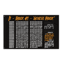 Genesis Block Bitcoin flag made of durable polyester with printed design and iron grommets