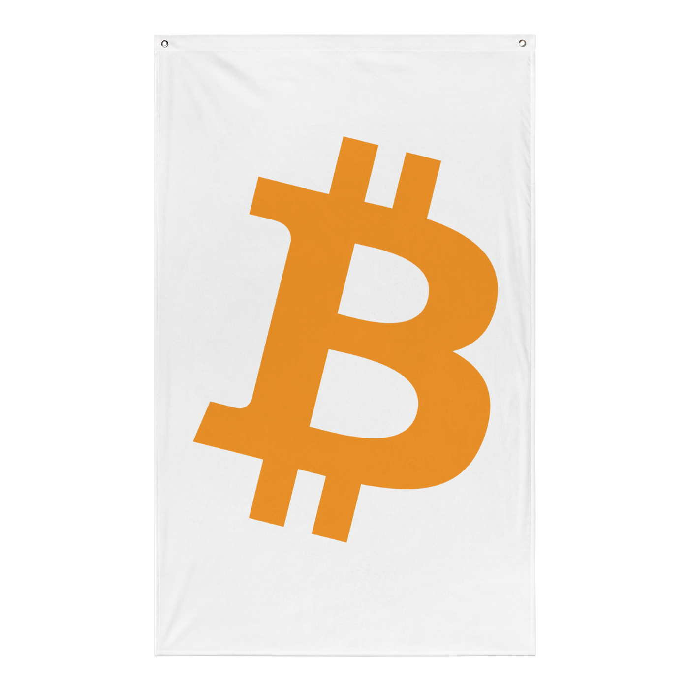 Bitcoin B bitcoin flag, front view: a large solid orange bitcoin B on white.