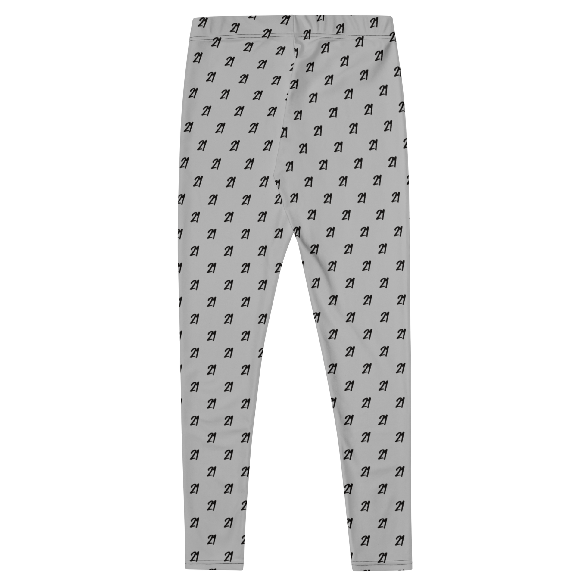 Back view of grey bitcoin leggings.