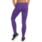 Back view of a woman wearing purple nostr leggings.