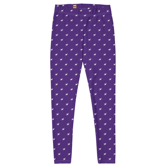 Front view of purple nostr leggings.