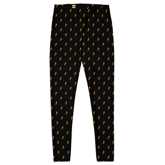 Front view of black bitcoin leggings.