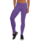 Front view of a woman wearing purple nostr leggings.