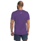 Back view of a man wearing a purple nostr athletic shirt for men.