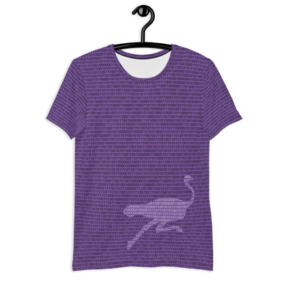 Front view of a purple nostr athletic shirt for men.