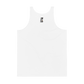 Back view of a white bitcoin tank top.