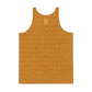 Back view of an orange bitcoin tank top.