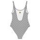 Back view of a silver grey bitcoin swimsuit.