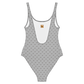 Back view of a silver grey bitcoin swimsuit.