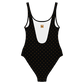 Back view of a black bitcoin swimsuit.