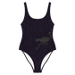 Front view of a black nostr swimsuit.