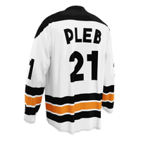 Back view of a bitcoin hockey jersey.