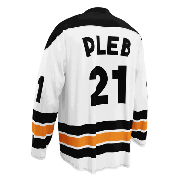 Back view of a bitcoin hockey jersey.