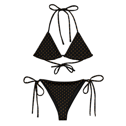 Front view of a black bitcoin bikini.