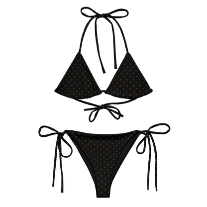 Front view of a black bitcoin bikini.