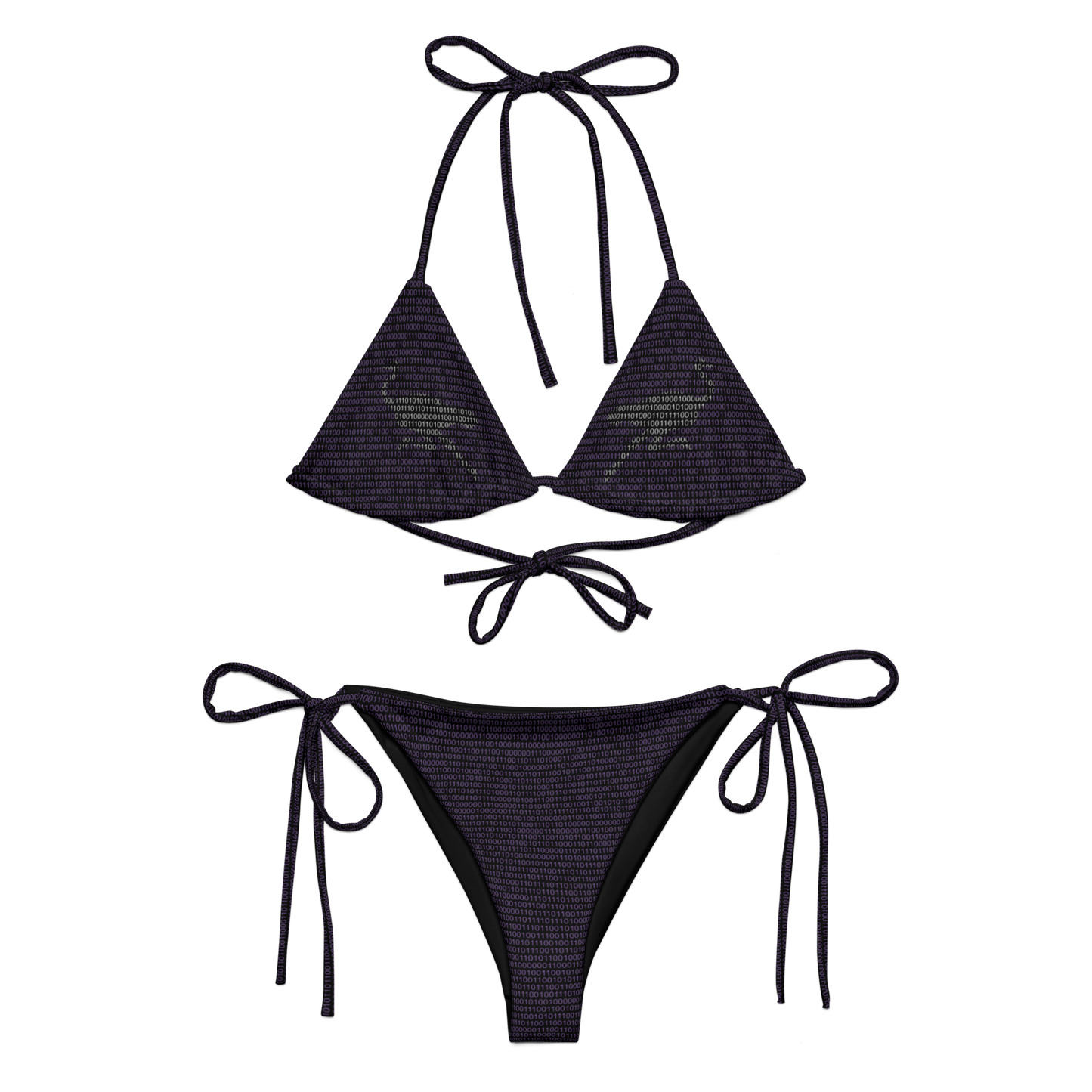 Front view of a black nostr bikini.