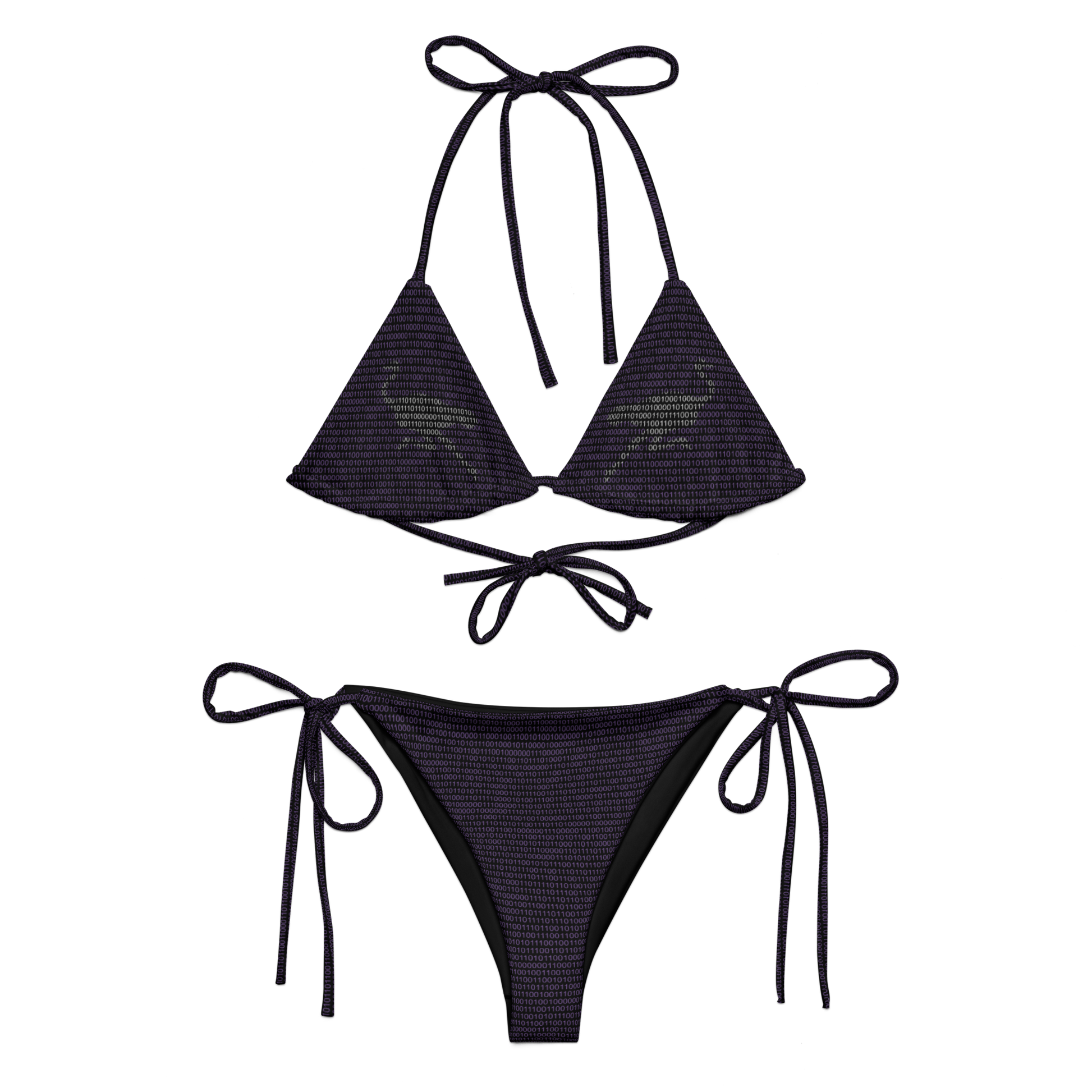 Front view of a black nostr bikini.