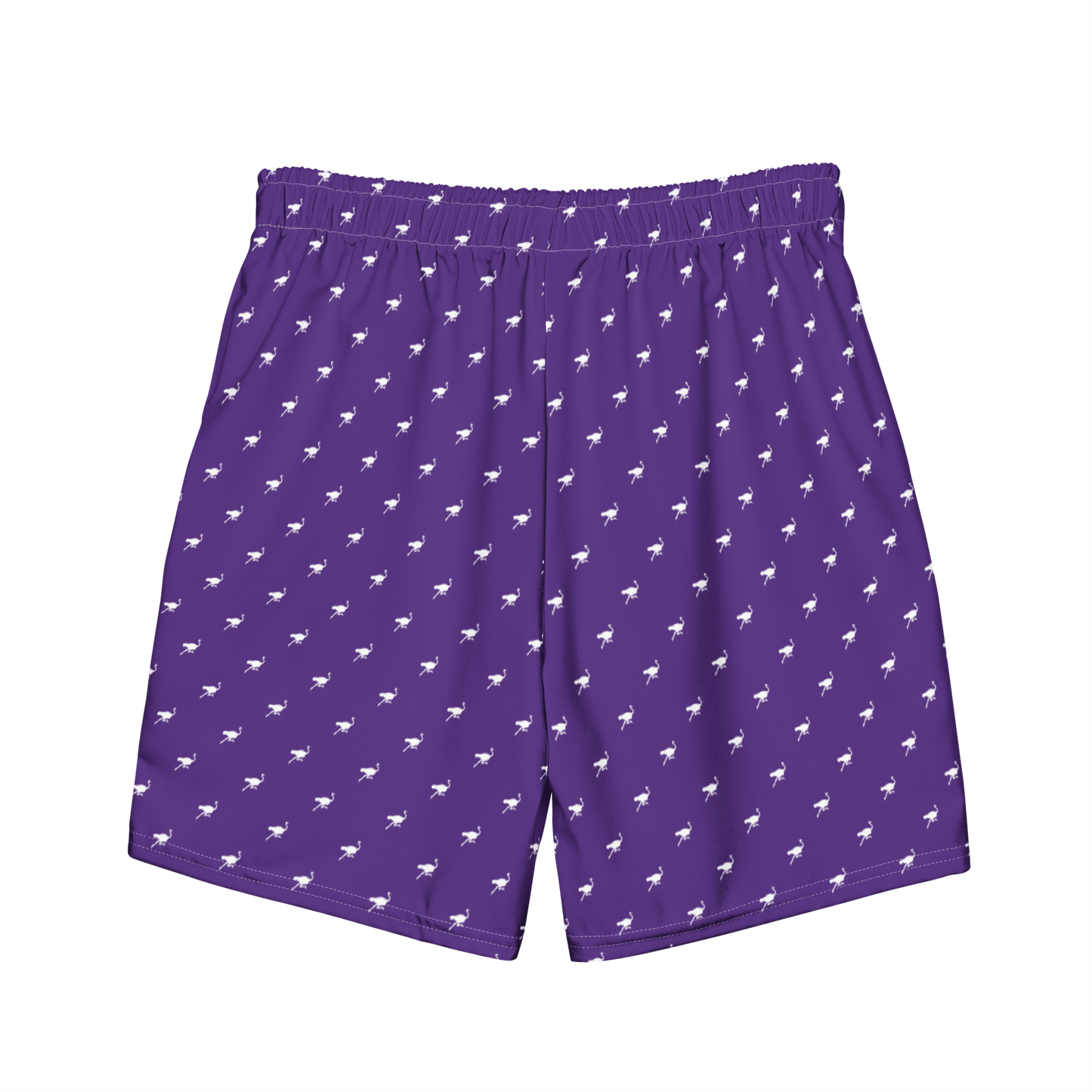 Back view of purple nostr swim trunks.