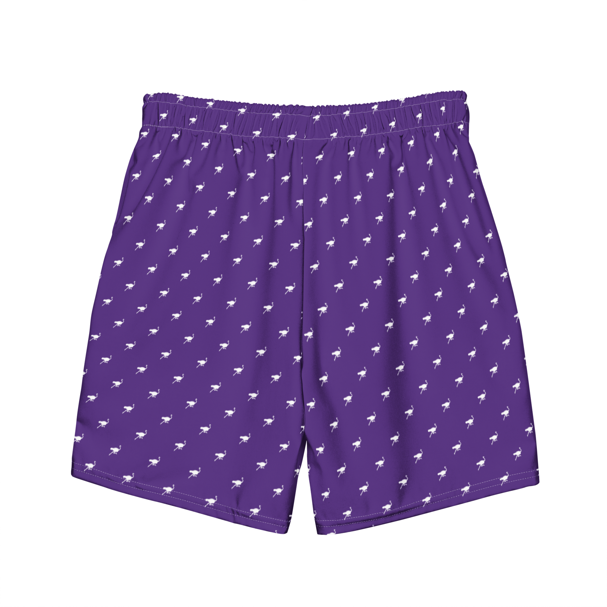 Back view of purple nostr swim trunks.