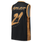 Back view of a bitcoin basketball jersey.